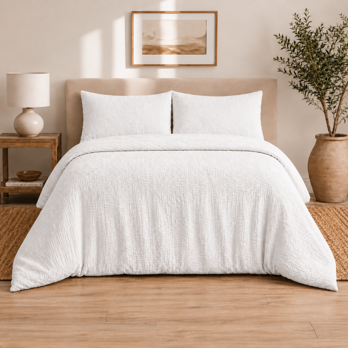 Divpusēja muslīna gultas veļa Pure White, 200x220, 70x80 cm||TavsSapnis