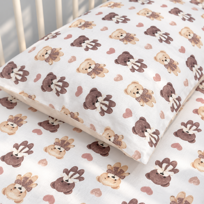 Kokvilnas gultas veļas komplekts zīdainim Teddy, 90x120, 40x60 cm||TavsSapnis