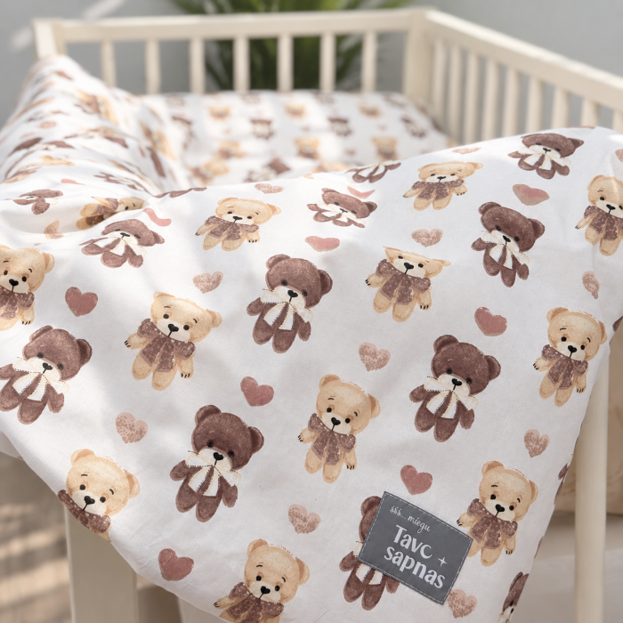 Kokvilnas gultas veļas komplekts zīdainim Teddy, 90x120, 40x60 cm||TavsSapnis