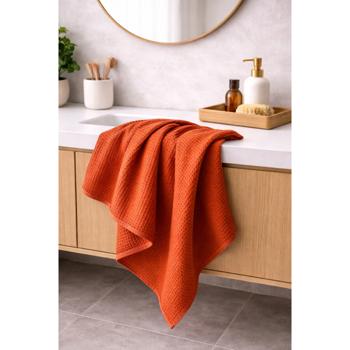 Kokvilnas audums WAFFLE, orange, 0.30x1.50m||TavsSapnis