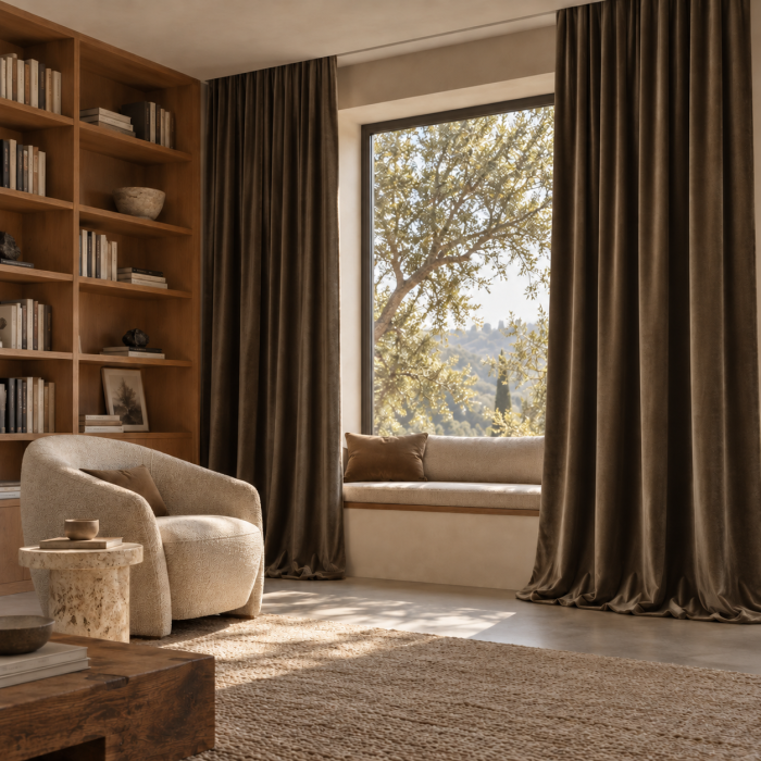 Izmērīts velūra aizkars Brown, augstums 300 cm||TavsSapnis