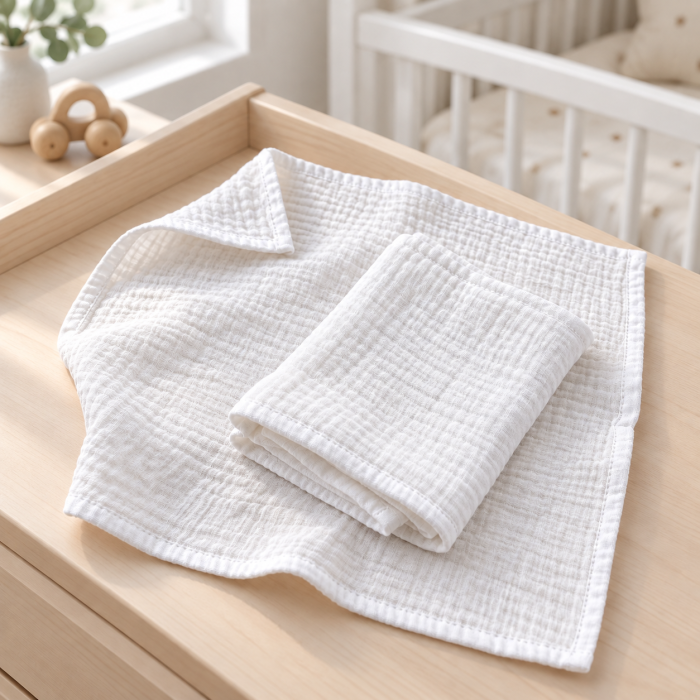 Muslīna siekalu dvielis zīdaiņiem White – 2 gab., 30×30 cm||TavsSapnis