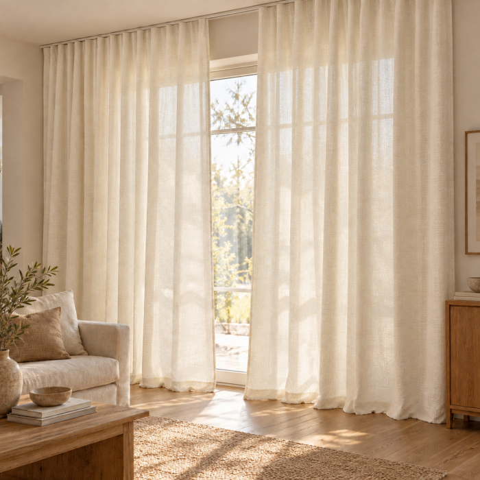 Mērāmi nakts aizkari Natural Linen, augstums 295 cm||TavsSapnis
