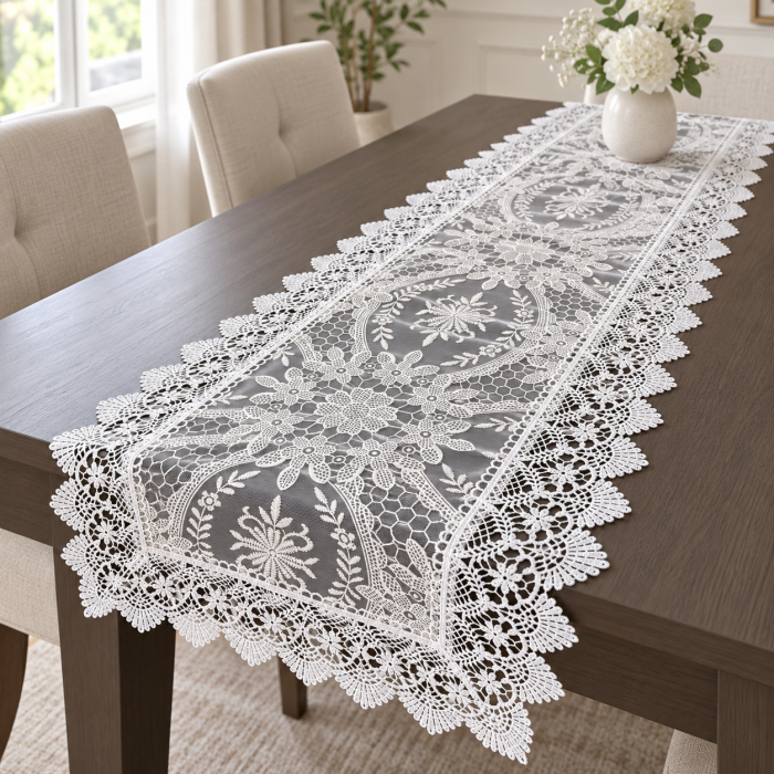 Krāšņs galda celiņš Balts, 40x180 cm||TavsSapnis