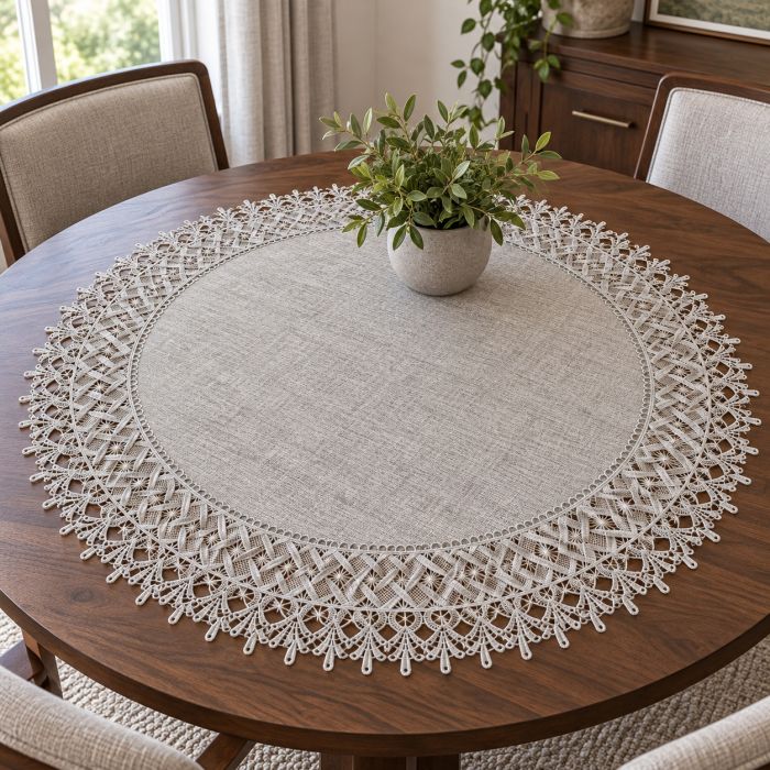 Grezns mežģīņu galdauts Grey Elegance, Ø 85 cm ||TavsSapnis