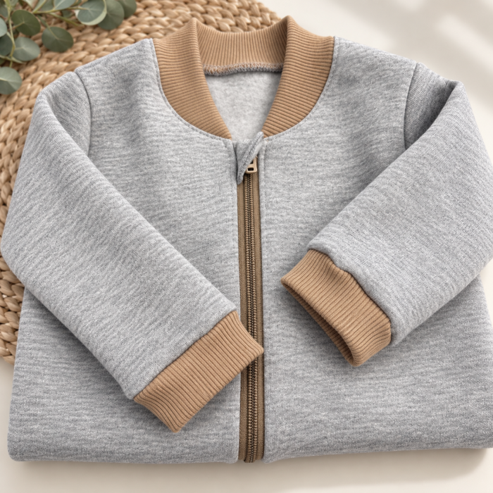 Apsildāms trikotāžas guļammaiss  ar piedurknēm Grey Melange, 70 cm||TavsSapnis