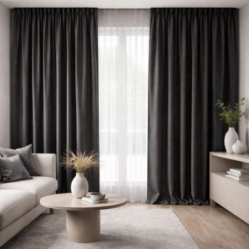 Izmērīts velūra aizkars Dark Grey, augstums 280 cm|Aizkari|TavsSapnis