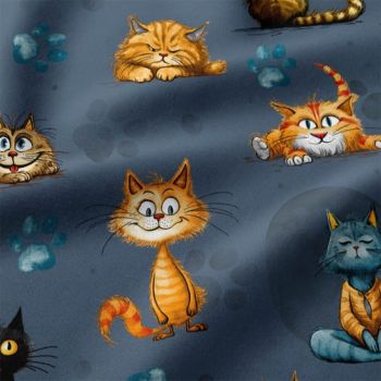 Kokvilnas audums gultasveļai, Kaķi, 0.35x2.00m|Audumi|TavsSapnis