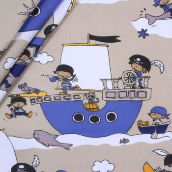 Kokvilnas audums gultasveļai, Pirates|Audumi|TavsSapnis