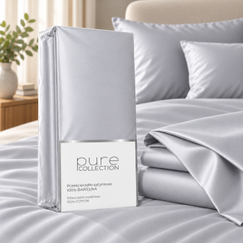 Pure Collection satīna palags bez gumijas LIGHT GREY, 200x220 cm|Gultas veļa|TavsSapnis