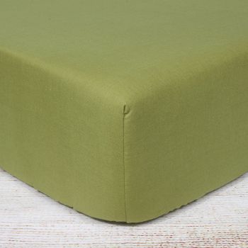 Audekla palags ar gumiju, olīvu zaļš, 90x200 cm|Gultas veļa|TavsSapnis