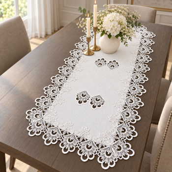 Krāšņs galda celiņš Balts, 50x100 cm|Mājas tekstils|TavsSapnis
