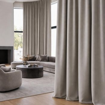 Izmērīts velūra aizkars Matte Cool Taupe, augstums 320 cm|Aizkari|TavsSapnis