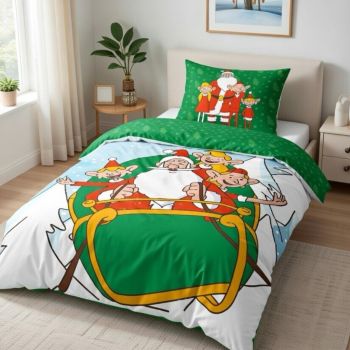Divpusēja flaneļa gultasveļa Ziemassvētkiem, 135x200, 80x80 cm|Bērnu gultas veļa|TavsSapnis