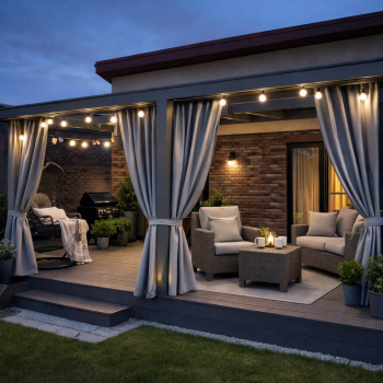 Šūts terases aizkars, ar sasienamo lenti, Gaiši pelēks|Aizkari|TavsSapnis