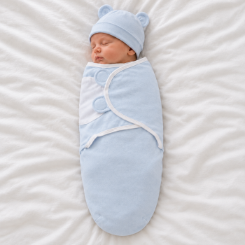 Trikotažas autiņbiksīšu kokons ar cepuri Baby Blue, 48 cm|Gultas veļa mazuļiem|TavsSapnis