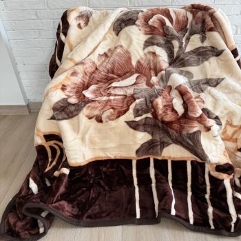 Biezs plīša pleds Brūns Zieds, 200x240 cm|Gultas veļa|TavsSapnis