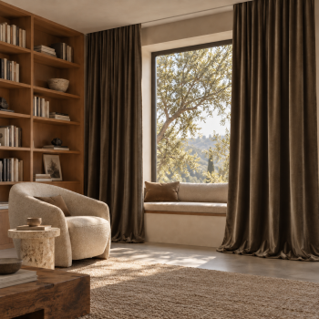 Izmērīts velūra aizkars Brown, augstums 300 cm|Aizkari|TavsSapnis