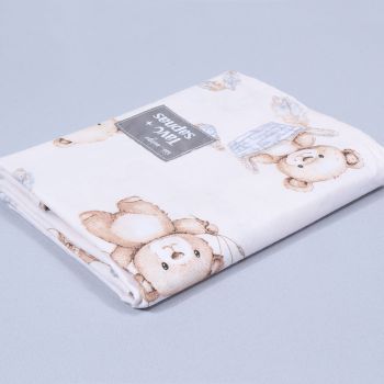 Kokvilnas palags bez gumijas Teddy Bear, 90x155 cm|Gultas veļa mazuļiem|TavsSapnis