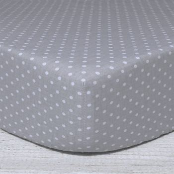 Kokvilnas palags ar gumiju Pelēki punktiņi, 60x120 cm|60x120 cm matracim|TavsSapnis