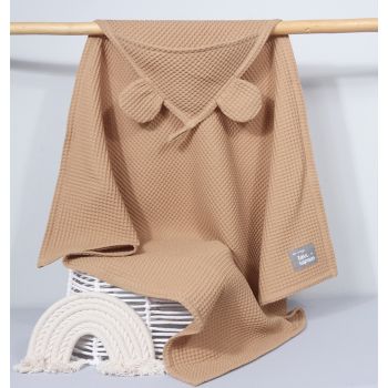 Kokvilnas vafeļu dvielis ar kapuci Brūns, 85x85 cm|Mājas preces|TavsSapnis