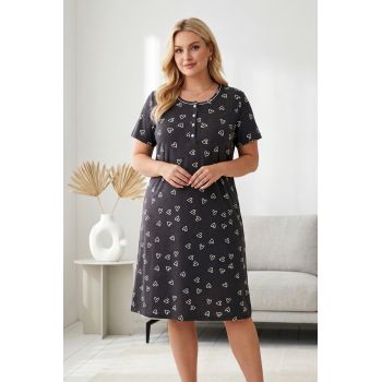 Plus izmēra kokvilnas naktskrekliņš Sirdis, 4XL izmērs|Mājas preces|TavsSapnis