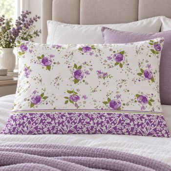 Kokvilnas spilvendrāna ar rāvējslēdzēju Lilac Garden, 50x70 cm|50 x 70 cm|TavsSapnis