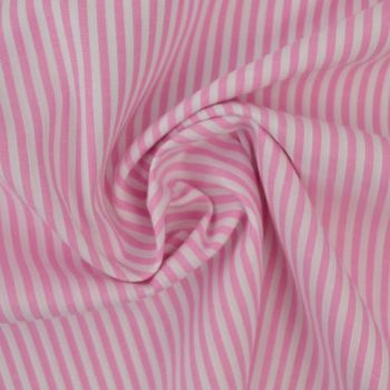 Kokvilnas poplīna audums Pink Stripes|Audumi|TavsSapnis