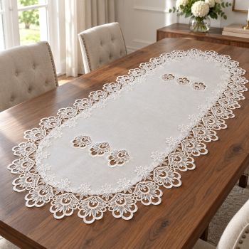 Krāšņs galda celiņš Balts, 60x120 cm|Mājas tekstils|TavsSapnis