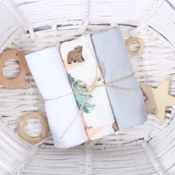 Muslīna siekalu dvielis zīdaiņiem Miers – 3 gab., 30×30 cm|Gultas veļa mazuļiem|TavsSapnis