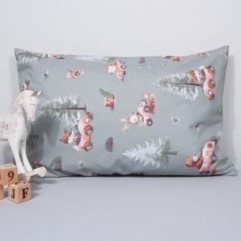 Kokvilnas spilvendrāna ar rāvējslēdzēju Sacīkstes, 40x60 cm|Gultas veļa mazuļiem|TavsSapnis