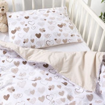 Divpusējs kokvilnas gultas veļas komplekts zīdainim Sirdis, 110x140, 40x60 cm|110x140 cm|TavsSapnis