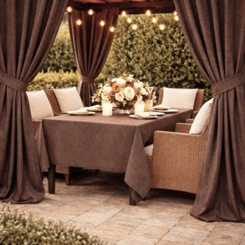 Šūts terases aizkars Linen Brown ar UV aizsardzību, ar sasienamo lenti|Aizkari|TavsSapnis