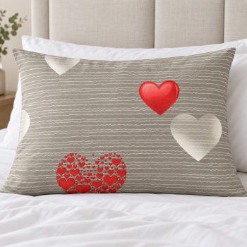 Kokvilnas spilvendrāna ar rāvējslēdzēju Heart, 50x70 cm|50 x 70 cm|TavsSapnis