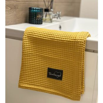 Kokvilnas vafeļu dvielis Kurkuma, 50x90 cm|Mājas preces|TavsSapnis