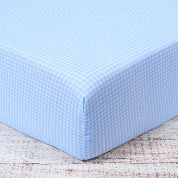 Kokvilnas palags ar gumiju Zils rūtains, 70x140 cm|70x140 cm matracim|TavsSapnis