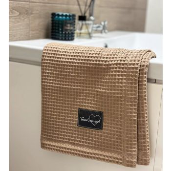 Kokvilnas vafeļu dvielis Karamele, 50x90 cm|Mājas preces|TavsSapnis