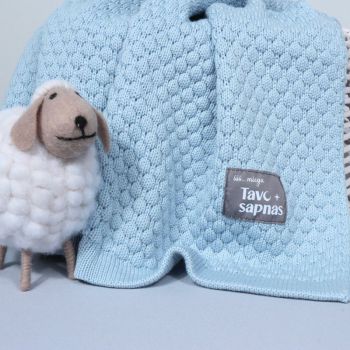 Adīts merīno vilnas pleds Debesu mākonis, 75x100cm|Mēreni silti|TavsSapnis