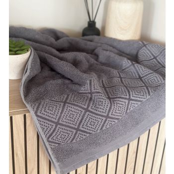 Kokvilnas dvielis Diamond Dark Grey, 65x135 cm|Mājas preces|TavsSapnis