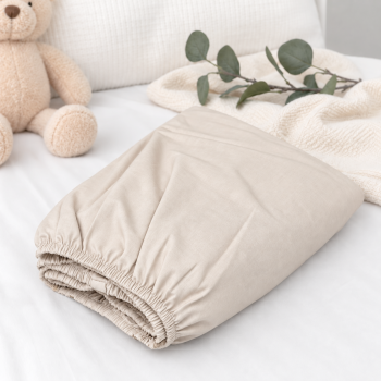 Kokvilnas palags ar gumiju Beige, 60x120 cm|60x120 cm matracim|TavsSapnis