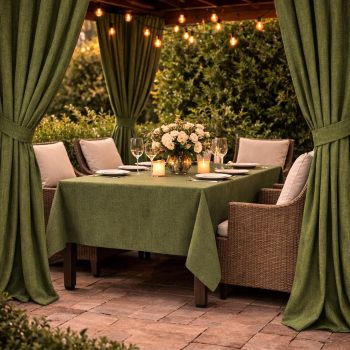 Šūts terases aizkars Olive ar UV aizsardzību, ar sasienamo lenti|Aizkari|TavsSapnis