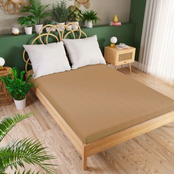 Trikotāžas palags ar gumiju Premium, camel brūns, 120x200 cm|Gultas veļa|TavsSapnis