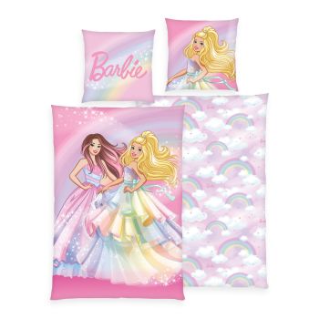 Divpusējas gultas veļas komplekts Barbie, 140x200, 70x90 cm|Bērnu gultas veļa|TavsSapnis