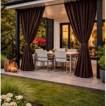 Aizkars terasēm Tumši brūns + saistošs|Aizkari|TavsSapnis