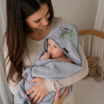 Bamboo dvielis ar kapuci Pelēka koala, 100x100 cm|Mājas preces|TavsSapnis