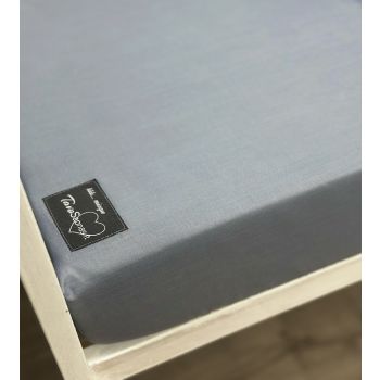 Audekla palags ar gumiju Zilganpelēks, 90x200 cm |Gultas veļa|TavsSapnis