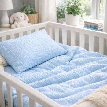 Muslīna (double gauze) gultas veļas komplekts Sky, 90x120, 40x60 cm|90x120 cm|TavsSapnis