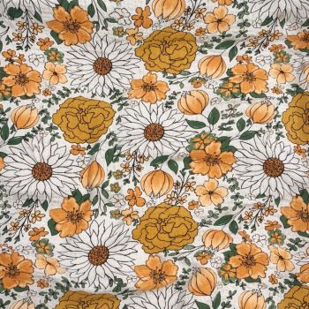 Double gauze muslīns Flowers|Audumi|TavsSapnis