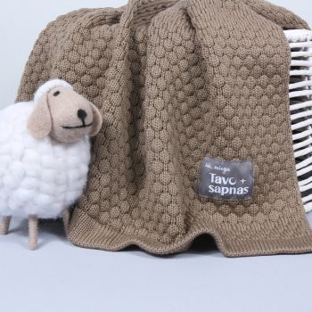 Adīts merino vilnas pleds Rieksti, 75x100 cm|Mēreni silti|TavsSapnis