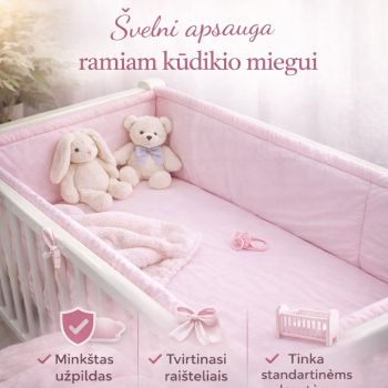 Gultas apmalītes Rozā, 360 cm|Gultas veļa mazuļiem|TavsSapnis